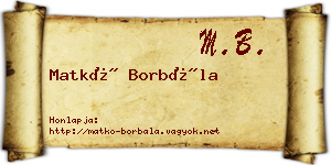 Matkó Borbála névjegykártya