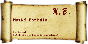 Matkó Borbála névjegykártya